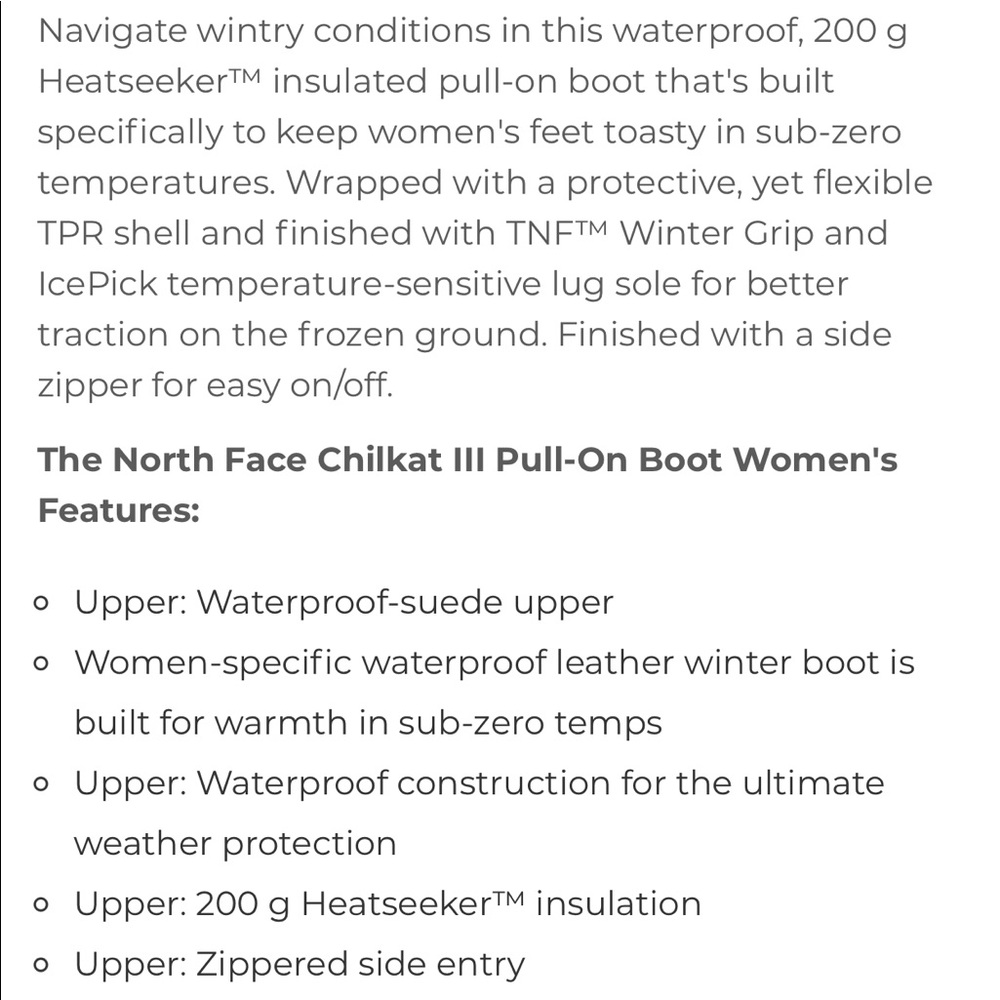 🚫SOLD🚫 🆕 the north face chilkat pull on boot brown size 6 - Picture 2 of 7